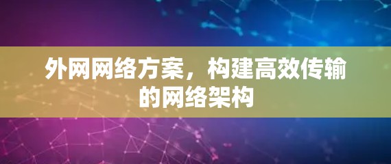 外网网络方案，构建高效传输的网络架构